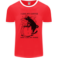 Black Cat Halloween Funny Coffee Mens White Ringer T-Shirt Red/White