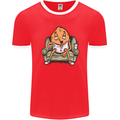 Funny Lazy Couch Potato Watchng TV Mens Ringer T-Shirt FotL Red/White