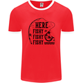 Here Fishy Fishy Funny Fishing Fisherman Mens Ringer T-Shirt FotL Red/White