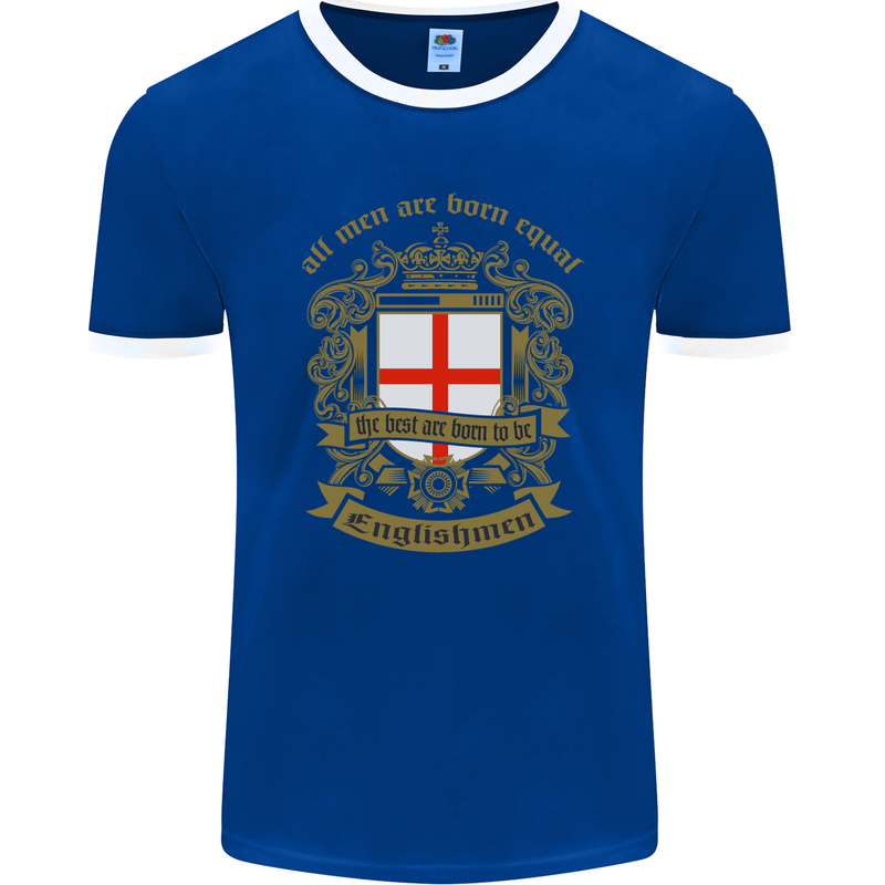 All Men Are Born Equal English England Mens Ringer T-Shirt FotL Royal Blue/White