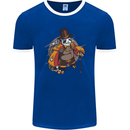 Steampunk Panda Bear Mens Ringer T-Shirt FotL Royal Blue/White