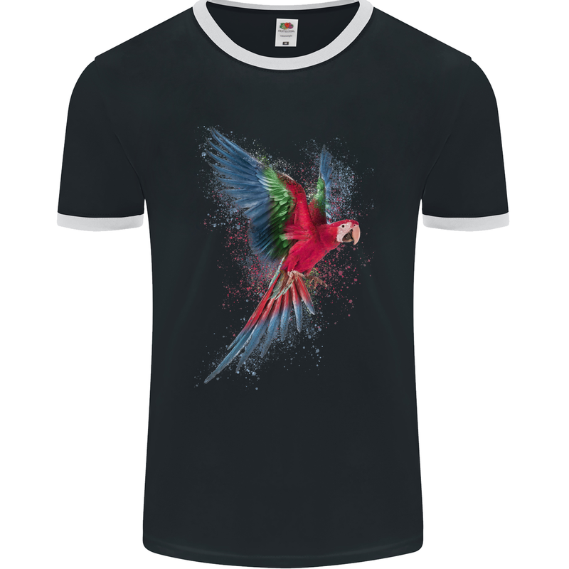 A Colourful Parrot Mens Ringer T-Shirt FotL Black/White