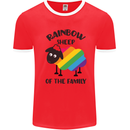 Rainbow Sheep Funny Gay Pride Day LGBT Mens White Ringer T-Shirt Red/White