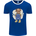 An Infant Highland Cow Cattle Bull Mens Ringer T-Shirt FotL Royal Blue/White