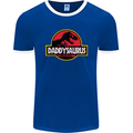 Daddysaurus Funny Father's Day Daddy Mens Ringer T-Shirt FotL Royal Blue/White