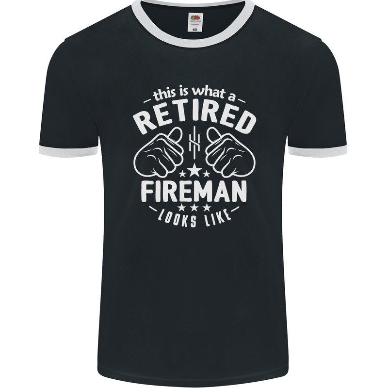 This Is What a Retired Fireman Looks Like Mens Ringer T-Shirt FotL Black/White