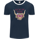 Not in the Mood Funny Highland Cow Mens Ringer T-Shirt FotL Navy Blue/White