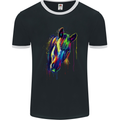 A Watercolour Horse Mens Ringer T-Shirt FotL Black/White