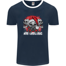 Acid Christmas Skulls Mens Ringer T-Shirt FotL Navy Blue/White