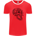 Viking Skull Symbols Mens Ringer T-Shirt FotL Red/White