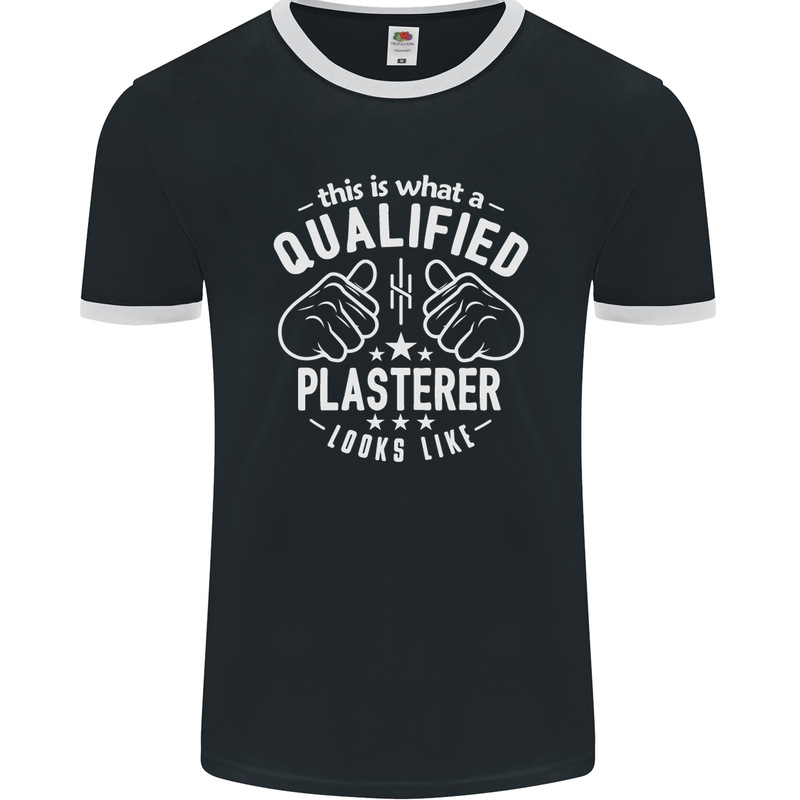 This Is What a Qualified Plasterer Mens Ringer T-Shirt FotL Black/White