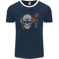 Underground DJ Skull DJing Music Mens Ringer T-Shirt FotL Navy Blue/White