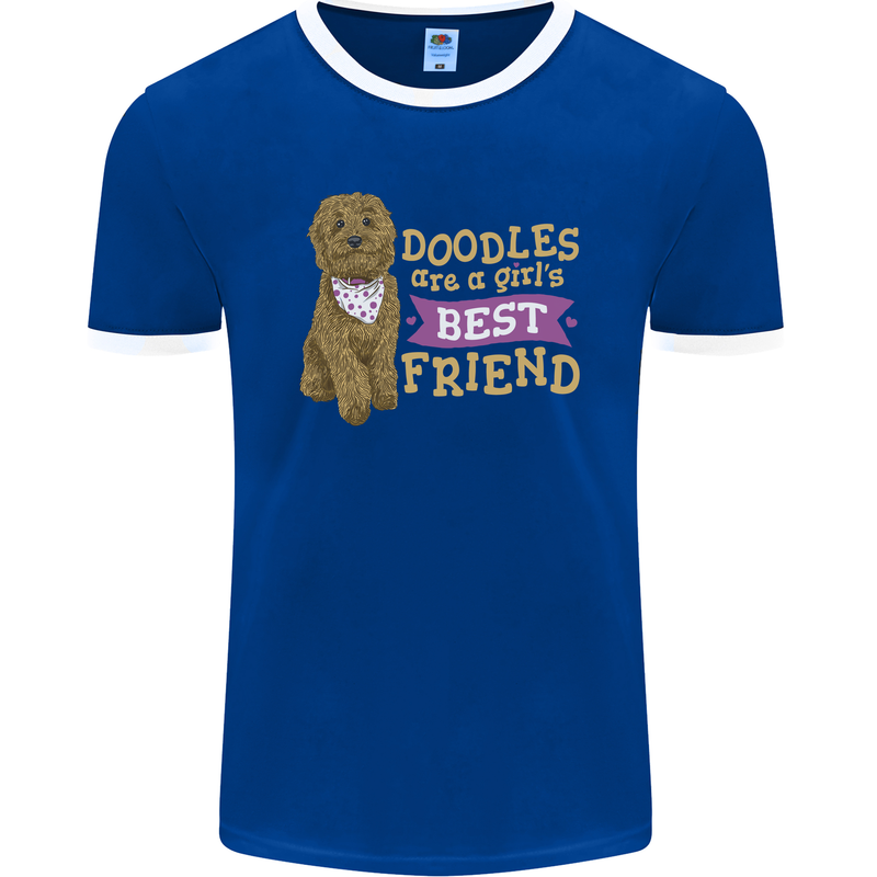 Doodles Girls Best Friend Goldendoodle Dog Mens Ringer T-Shirt FotL Royal Blue/White