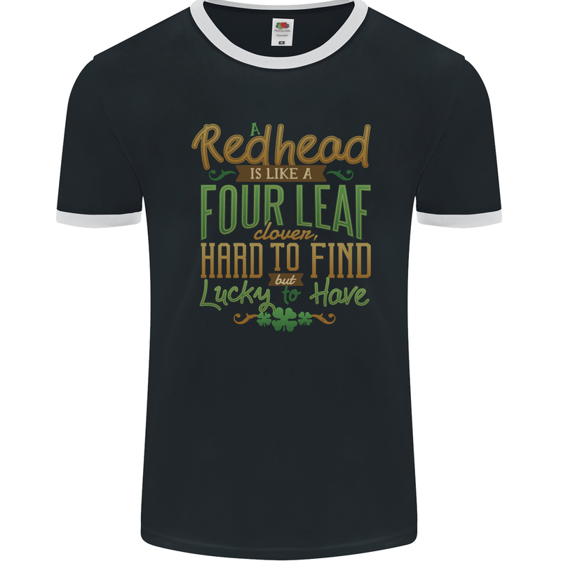 St Patricks Day Redhead Ginger Funny Irish Mens Ringer T-Shirt FotL Black/White
