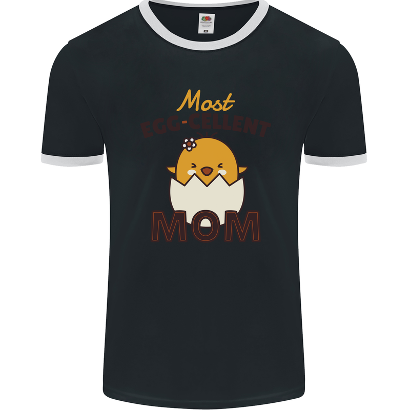 Mother's Day Easter Most Egg-cellent Mom Mens Ringer T-Shirt FotL Black/White