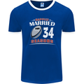 34 Year Wedding Anniversary 34th Rugby Mens Ringer T-Shirt FotL Royal Blue/White