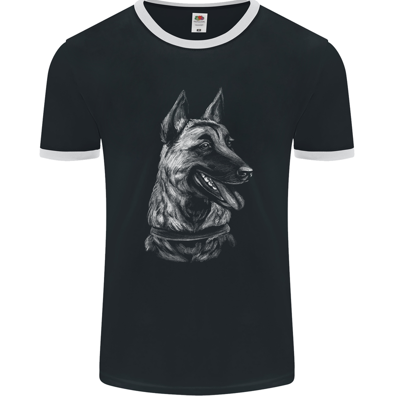 A Malinois Belga Dog Mens Ringer T-Shirt FotL Black/White