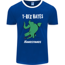 T-Rex Hates Handstands Gymnastics Dinosaur Mens Ringer T-Shirt FotL Royal Blue/White