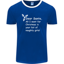 Santa Claus Naughty Girls Funny Christmas Mens Ringer T-Shirt FotL Royal Blue/White