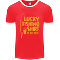 Lucky Fishing Fisherman Funny Mens Ringer T-Shirt FotL Red/White