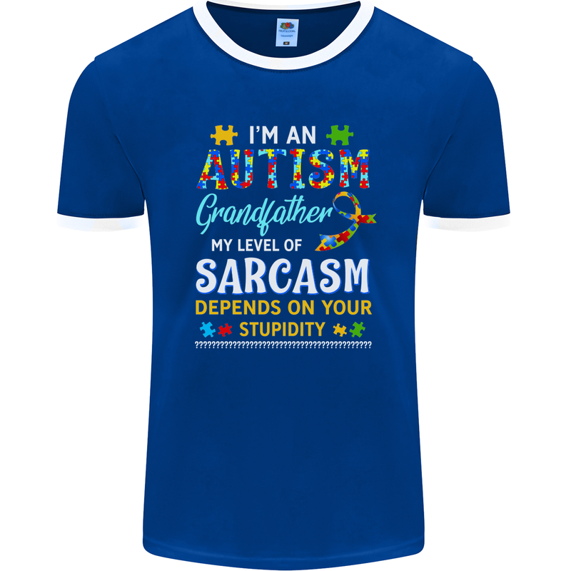 Autism Grandfathers Day Autistic ASD Mens Ringer T-Shirt FotL Royal Blue/White