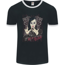 M'a Bike Skull Biker DotD Sugar Motorcycle Mens Ringer T-Shirt FotL Black/White