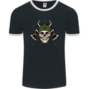 Viking Skull With Axes and Helmet Mens Ringer T-Shirt FotL Black/White
