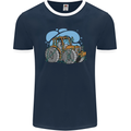 Xmas Tractor Farming Farmer Christmas Mens Ringer T-Shirt FotL Navy Blue/White