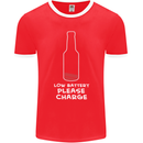 Funny Beer Alcohol Please Charge Mens Ringer T-Shirt FotL Red/White