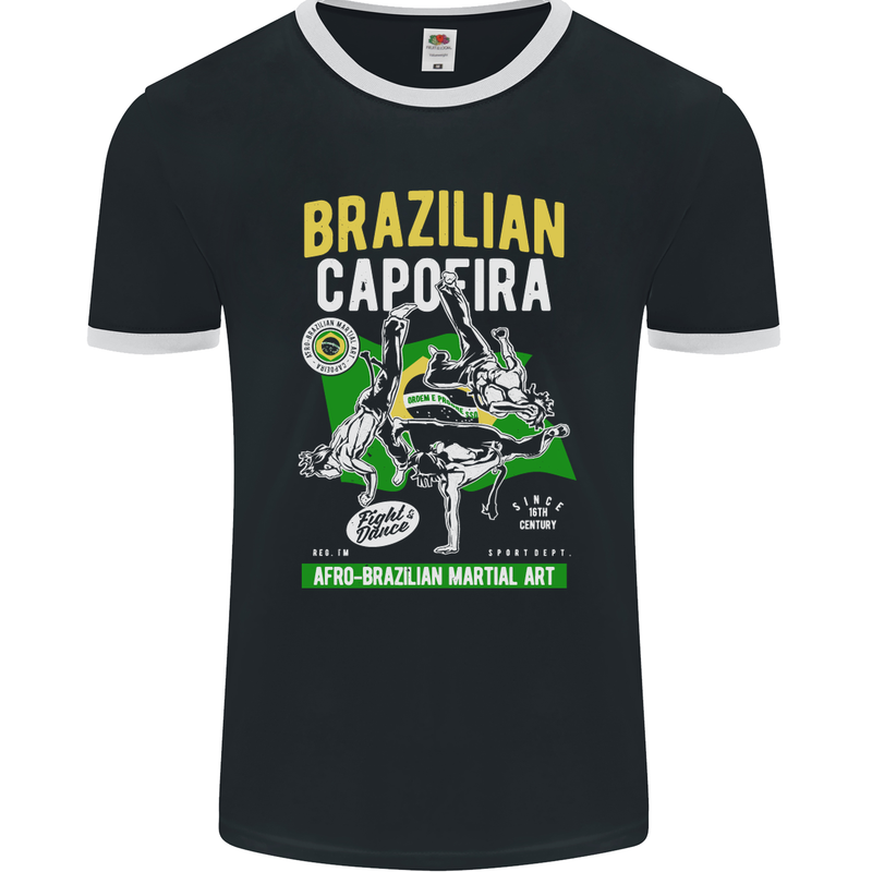 Brazilian Capoeira Mixed Martial Arts MMA Mens Ringer T-Shirt FotL Black/White