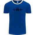 4X4 Heart Beat Pulse Off Road Roading Mens Ringer T-Shirt FotL Royal Blue/White