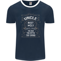 Father's Day No 1 Uncle Man Myth Legend Mens Ringer T-Shirt FotL Navy Blue/White