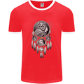 Bring the Nightmare Tribal Owl Skull Gothic Mens Ringer T-Shirt FotL Red/White