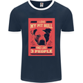 I Love My Pitbull & 3 People Funny Mens Ringer T-Shirt FotL Navy Blue/White