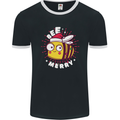 Christmas Bee Merry Funny Novelty Mens Ringer T-Shirt FotL Black/White