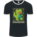 Christmas Official Santa T-Rex Dinosaur Mens Ringer T-Shirt FotL Black/White