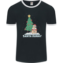 Funny Christmas Santa Bunny Mens Ringer T-Shirt FotL Black/White