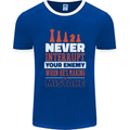 Funny Chess Never Interupt Your Enemy Mens Ringer T-Shirt FotL Royal Blue/White