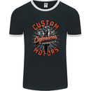 Biker Custom Cafe Racer Motors Motorbike Mens Ringer T-Shirt FotL Black/White