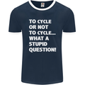 Cycling To Cycle Funny Cyclist Bicycle Bike Mens Ringer T-Shirt FotL Navy Blue/White