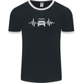 4X4 Heart Beat Pulse Off Road Roading Mens Ringer T-Shirt FotL Black/White