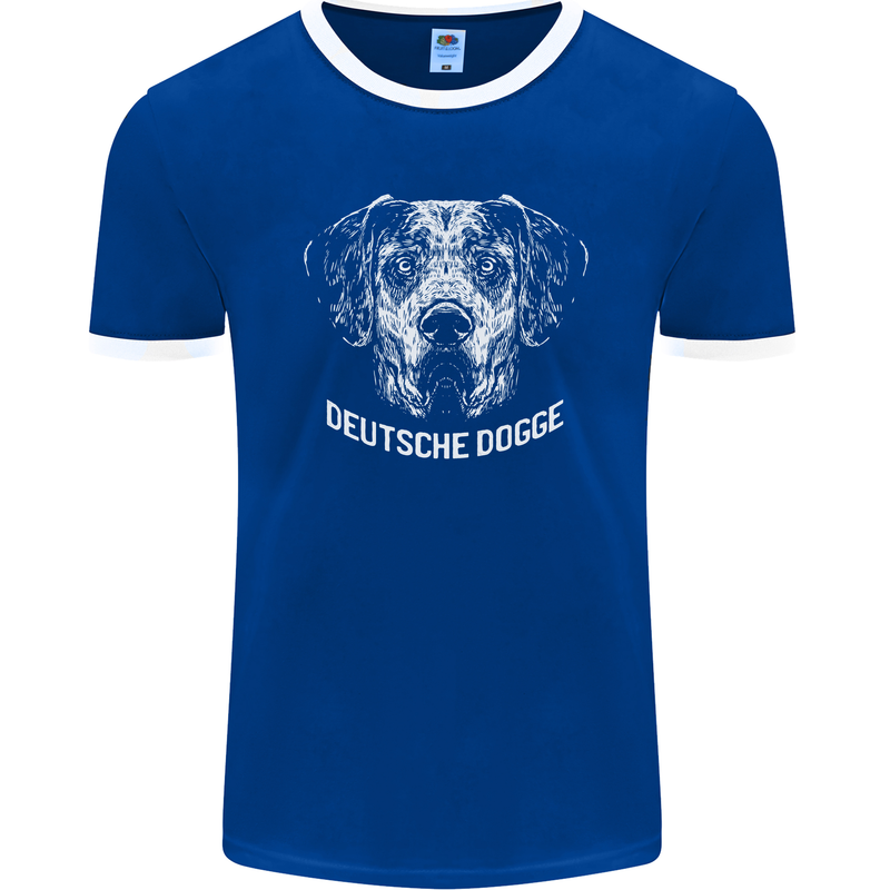 Deutsche Dogge Great Dane Dog Mens Ringer T-Shirt FotL Royal Blue/White
