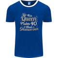 40th Birthday Queen Forty Years Old 40 Mens Ringer T-Shirt FotL Royal Blue/White