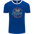 50th Birthday 50 Year Old Awesome Looks Like Mens Ringer T-Shirt FotL Royal Blue/White