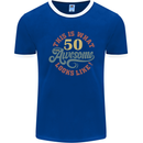 50th Birthday 50 Year Old Awesome Looks Like Mens Ringer T-Shirt FotL Royal Blue/White