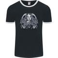 Heaven & Hell Angel Skull Day of the Dead Mens Ringer T-Shirt FotL Black/White