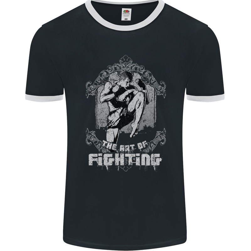 The Art of Fighting MMA Muay Thai Mens Ringer T-Shirt FotL Black/White