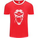 A Football Skull Footy Soccer Mens Ringer T-Shirt FotL Red/White