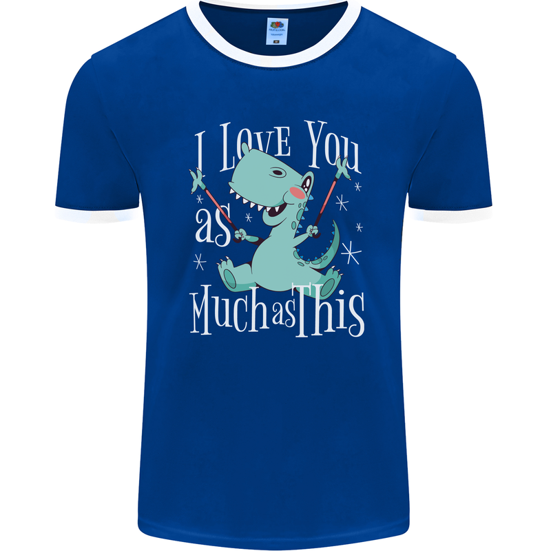 T-Rex I Love You Dinosaur Valentines Day Mens Ringer T-Shirt FotL Royal Blue/White