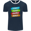 Eat Sleep Game Funny Gamer Gamming Mens Ringer T-Shirt FotL Navy Blue/White